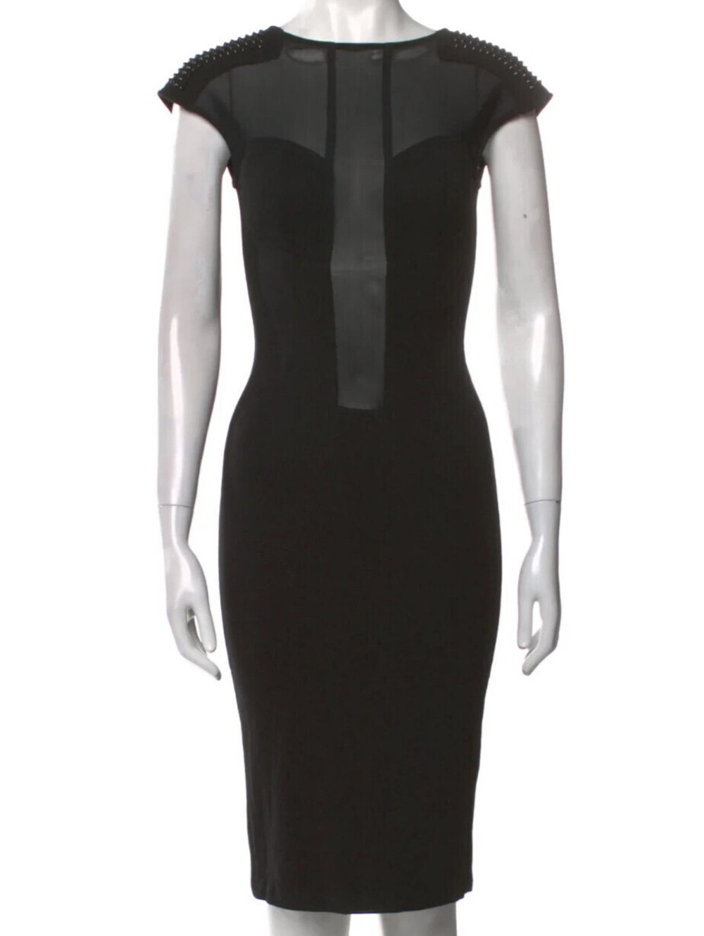 Thomas Wylde Womens Lace Tiered Studded Silk Dress Black Size Small